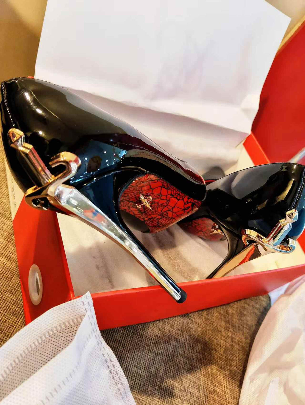 Ladies' Patent Leather Sword-Heel Stiletto Pumps