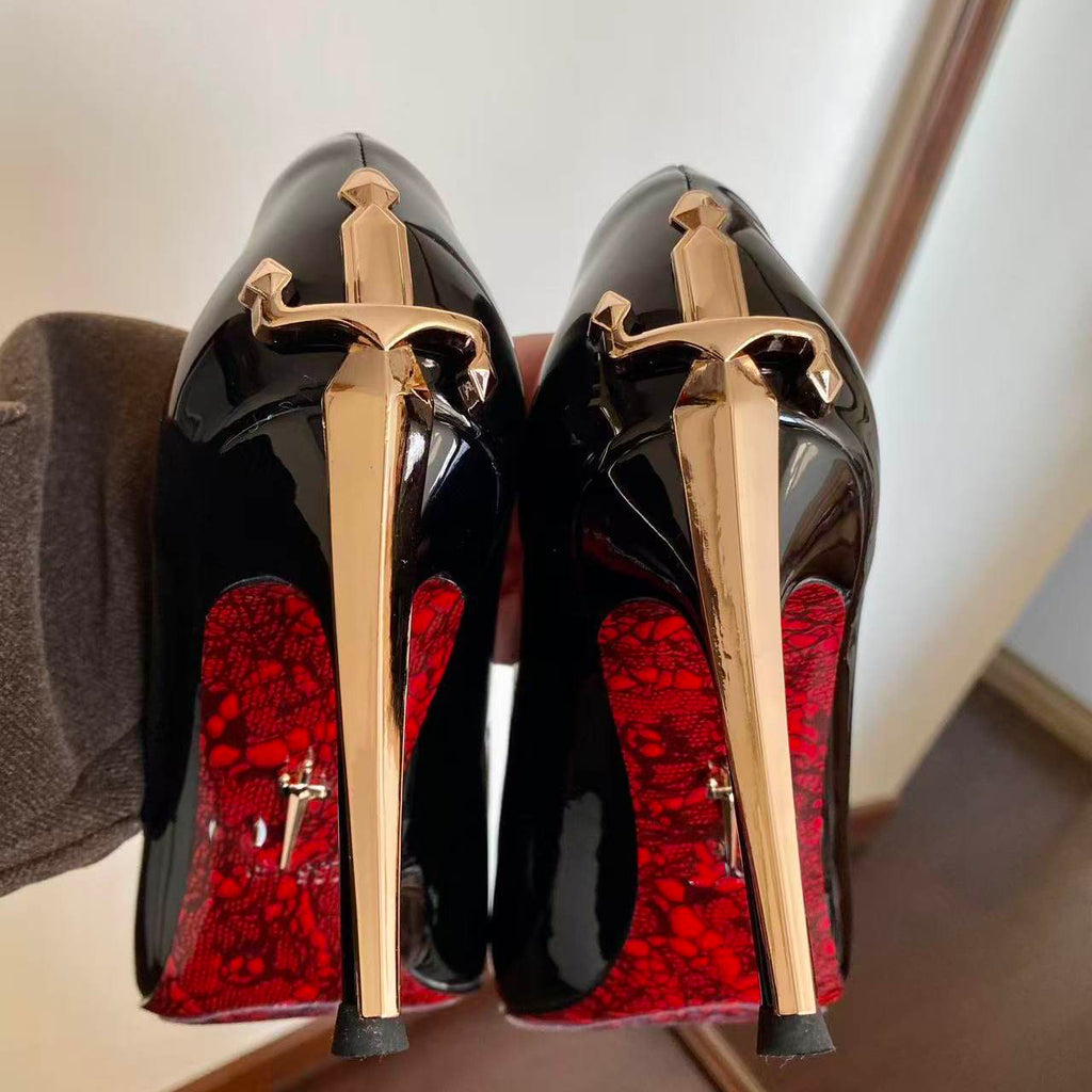 Ladies' Patent Leather Sword-Heel Stiletto Pumps
