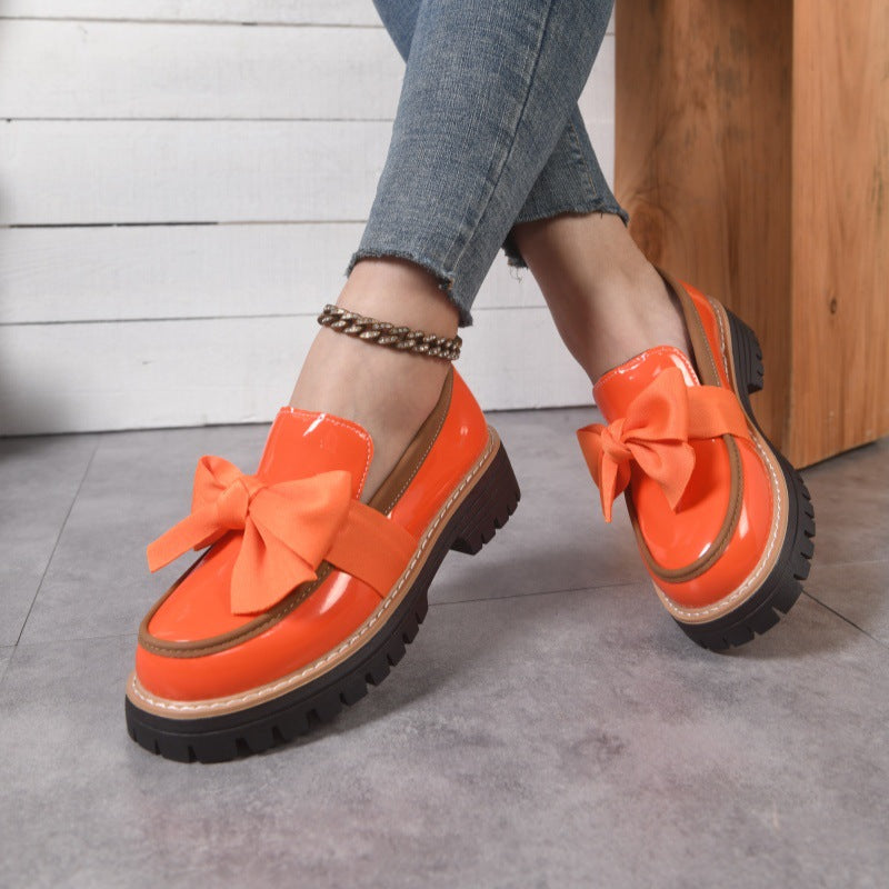 Ladies' Patent Bow Chunky Loafers