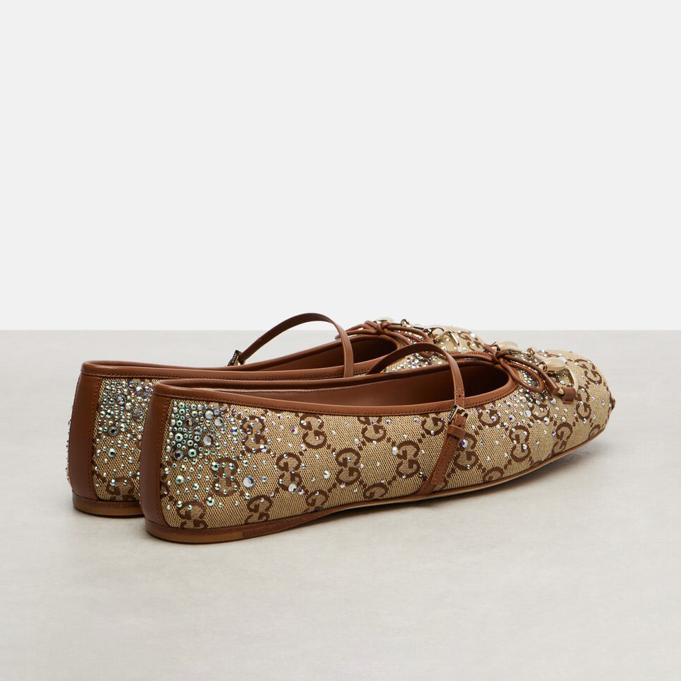 Ladies' Embellished Horsebit Detail Ballerina Flats
