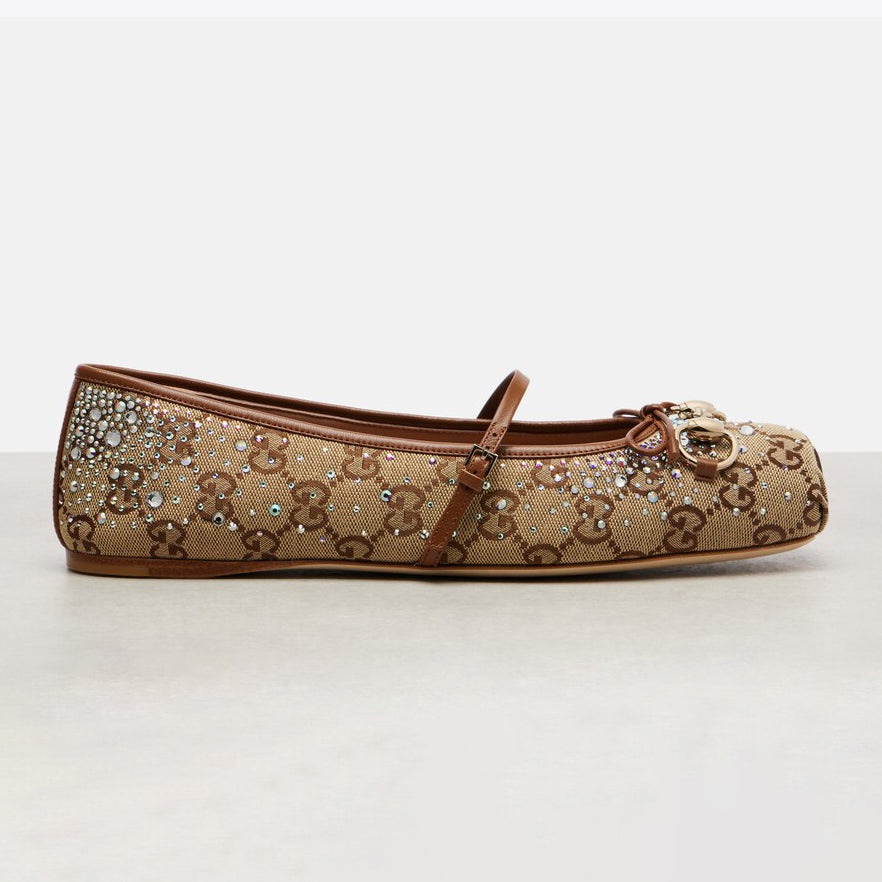 Ladies' Embellished Horsebit Detail Ballerina Flats
