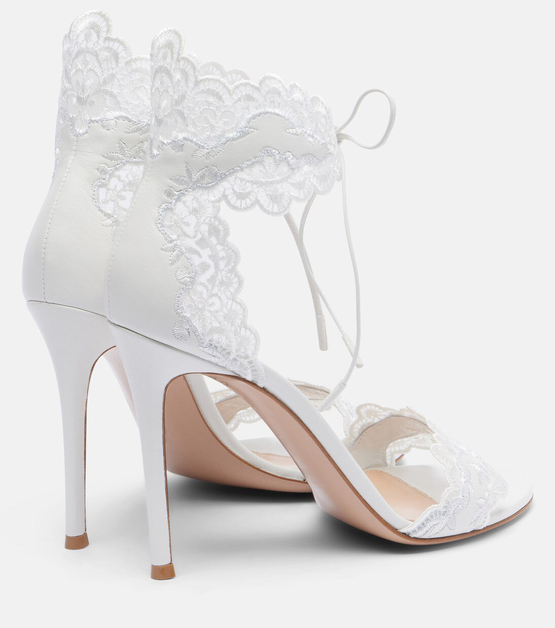 Ladies' White Lace Ankle Tie Stiletto Heel Sandals