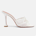 Ladies' Lace Bow Detail Sculptural Heel Mule Sandals