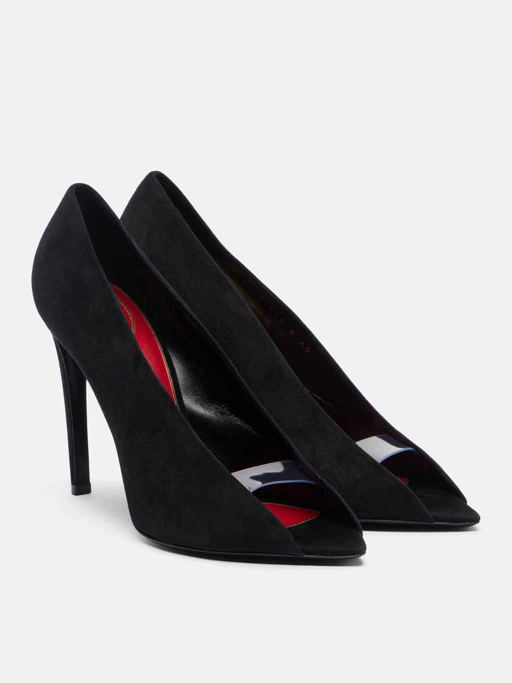 Women's Suede Peep-Toe Stiletto Pumps with PVC Strap