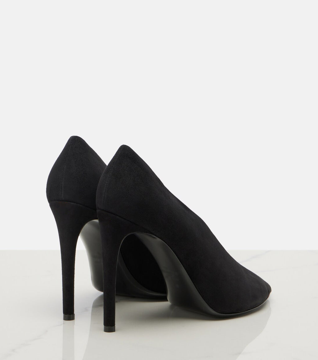 Women's Suede Peep-Toe Stiletto Pumps with PVC Strap