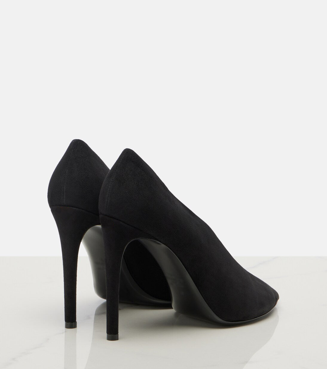 Women's Suede Peep-Toe Stiletto Pumps with PVC Strap