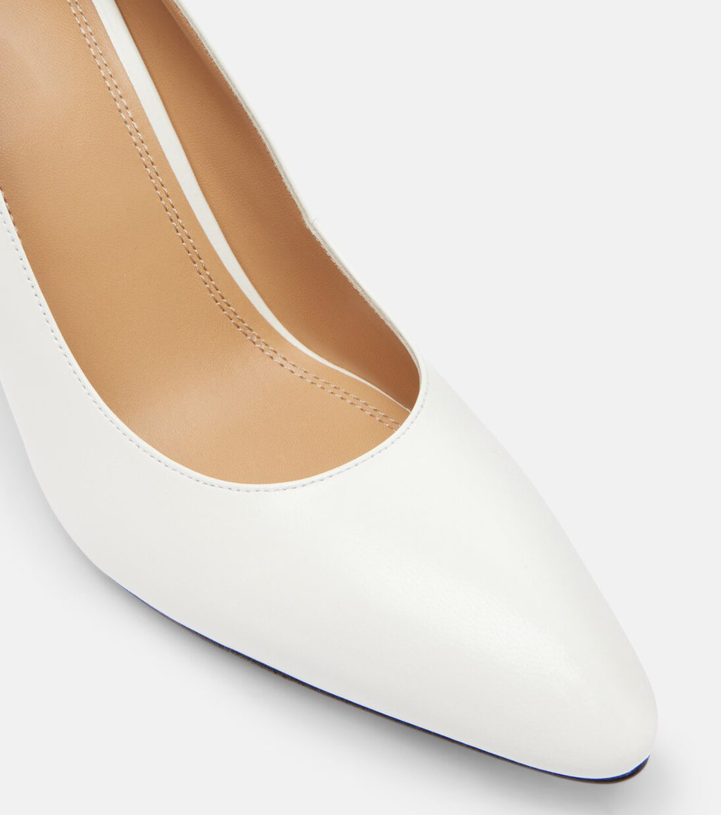 Ladies' White Leather Pointed Toe Wedge Pumps