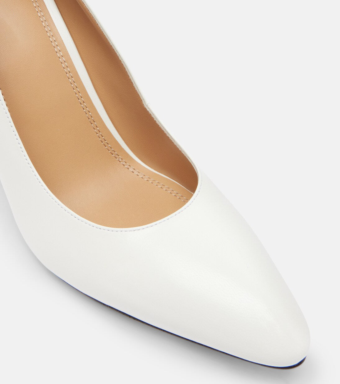 Ladies' White Leather Pointed Toe Wedge Pumps