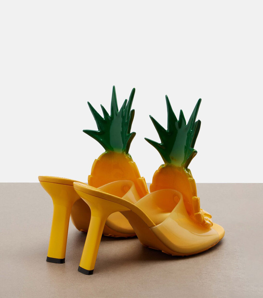 Women's Novelty Pineapple-Embellished PVC Heel Mules