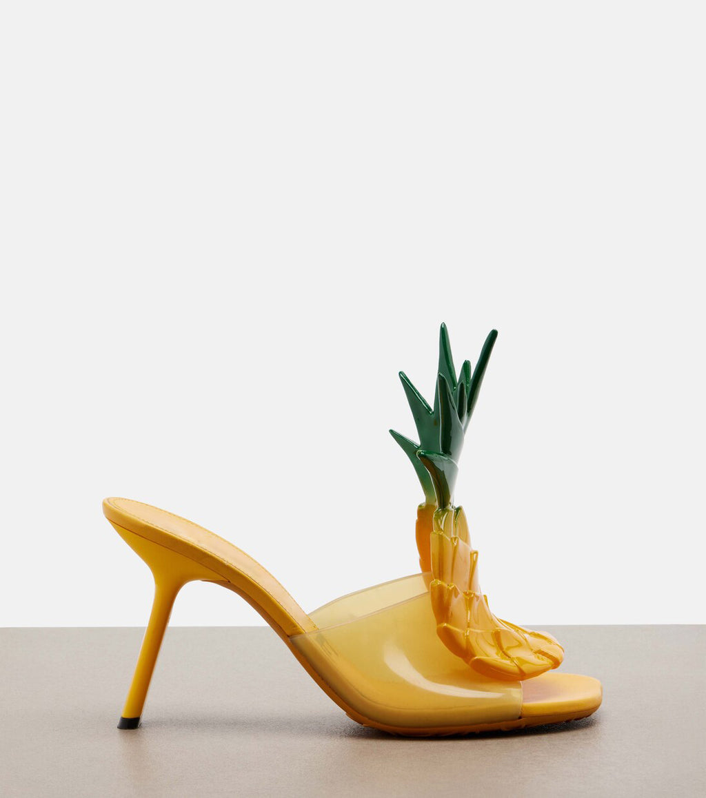Women's Novelty Pineapple-Embellished PVC Heel Mules