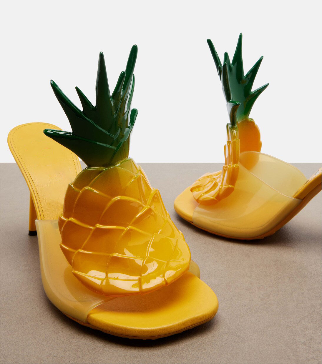 Women's Novelty Pineapple-Embellished PVC Heel Mules