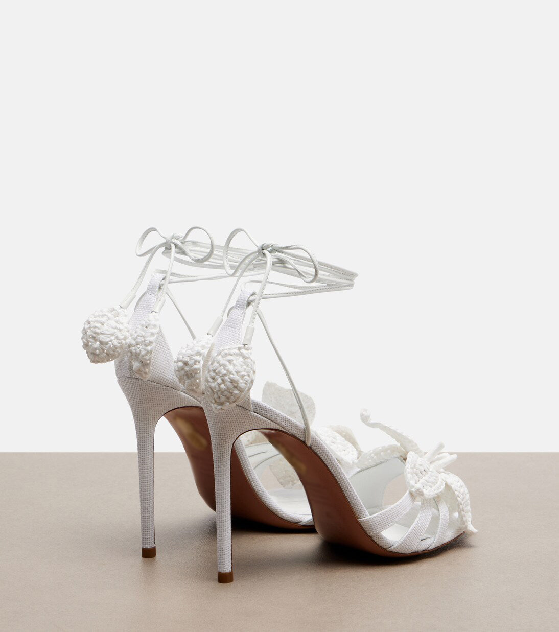 Women's Crochet Flower Ankle-Tie Stiletto Sandals