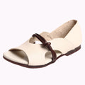 Genuine Leather Knot Strap Open-Toe Flat Sandals