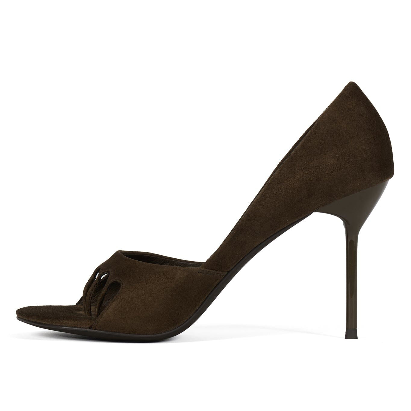 Ladies' Suede Scalloped Open-Toe Stiletto Heel Pumps