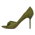 Ladies' Suede Scalloped Open-Toe Stiletto Heel Pumps