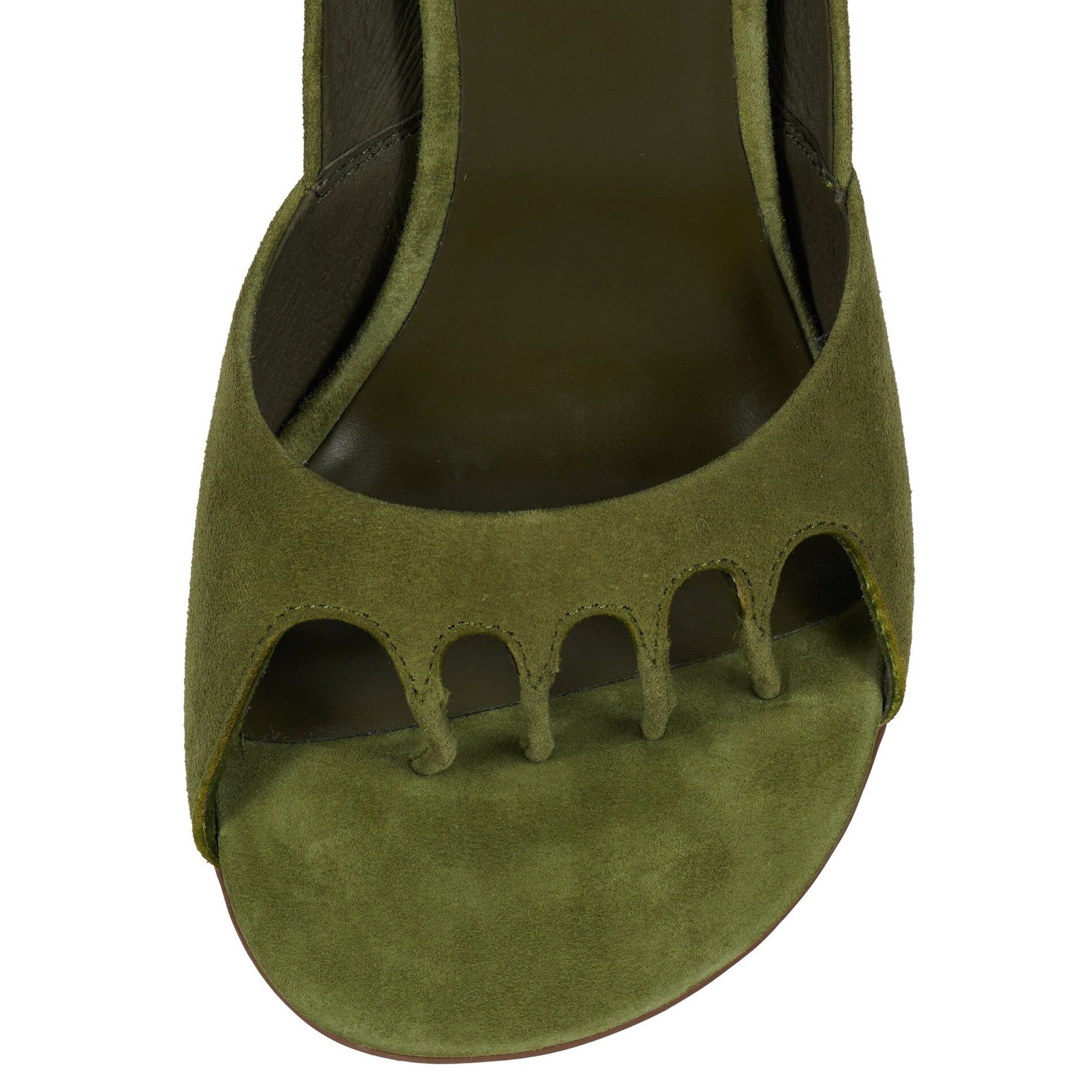 Ladies' Suede Scalloped Open-Toe Stiletto Heel Pumps