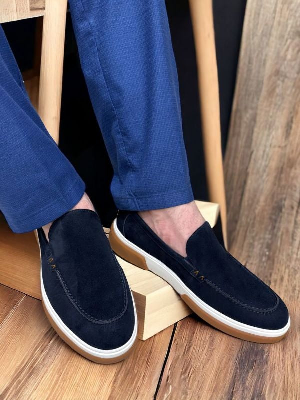 Men's Suede Platform Slip-On Loafers