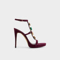 Ladies' Gem-Embellished Suede Platform Heel Sandals