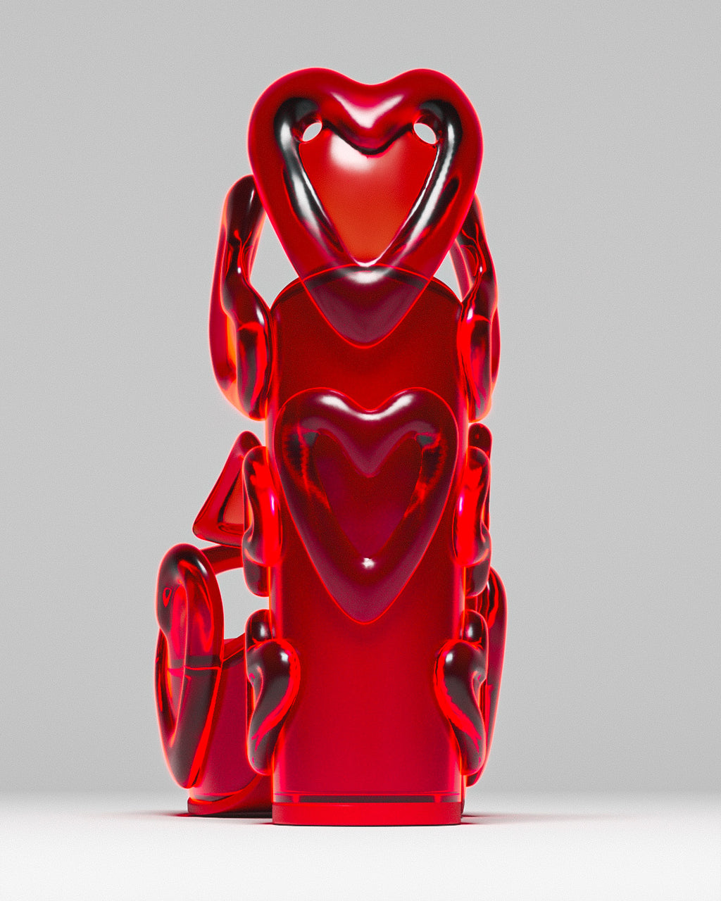 Ladies' Bold 3D Heart Design Open-Toe Heeled Sandals