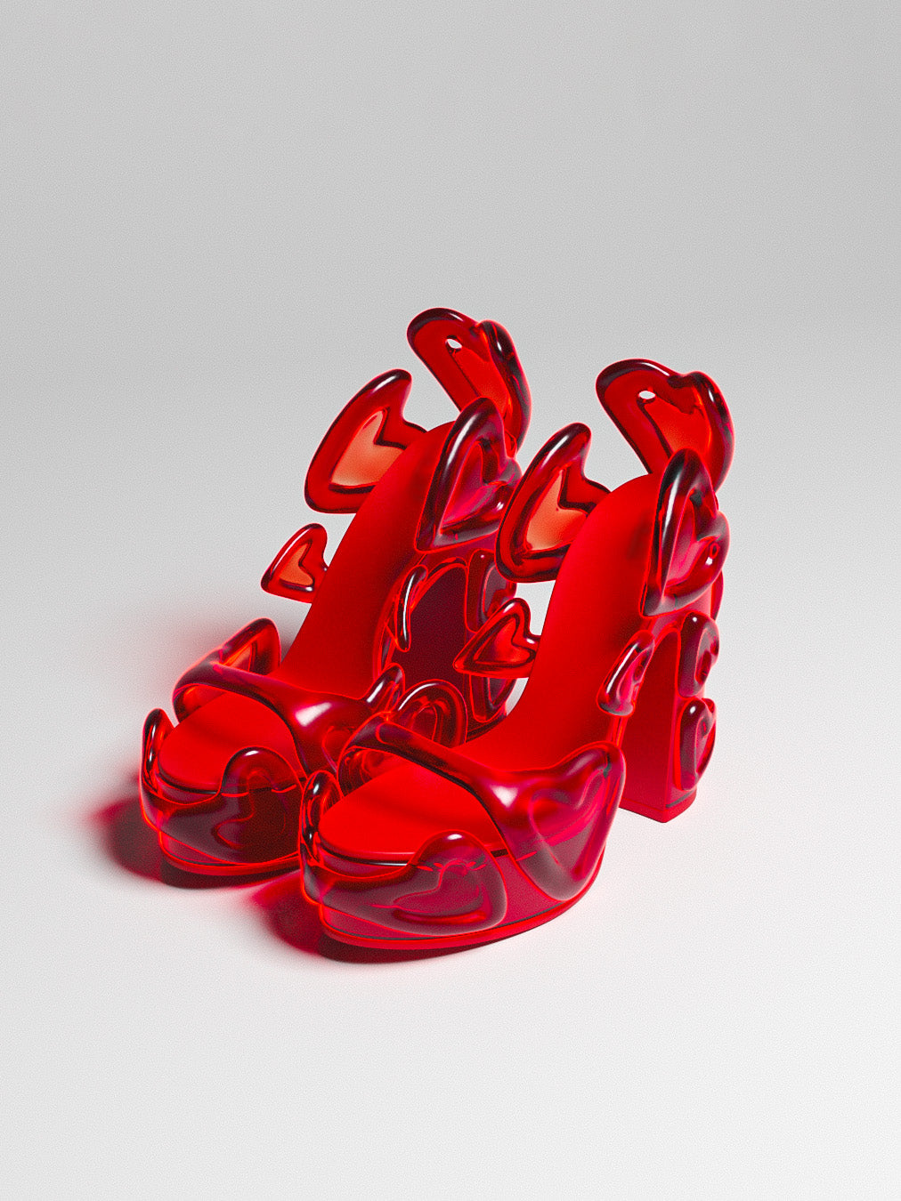 Ladies' Bold 3D Heart Design Open-Toe Heeled Sandals
