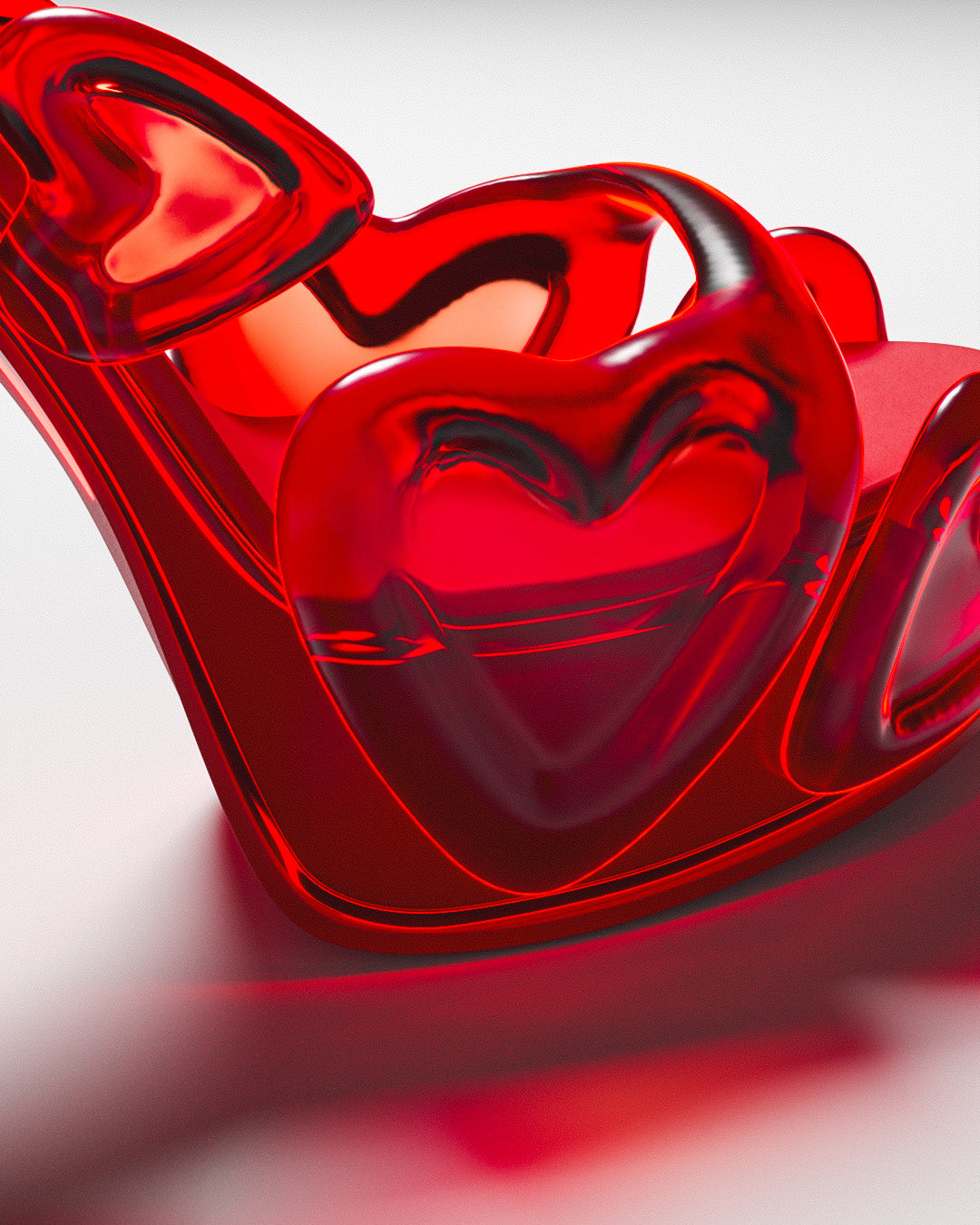 Ladies' Bold 3D Heart Design Open-Toe Heeled Sandals