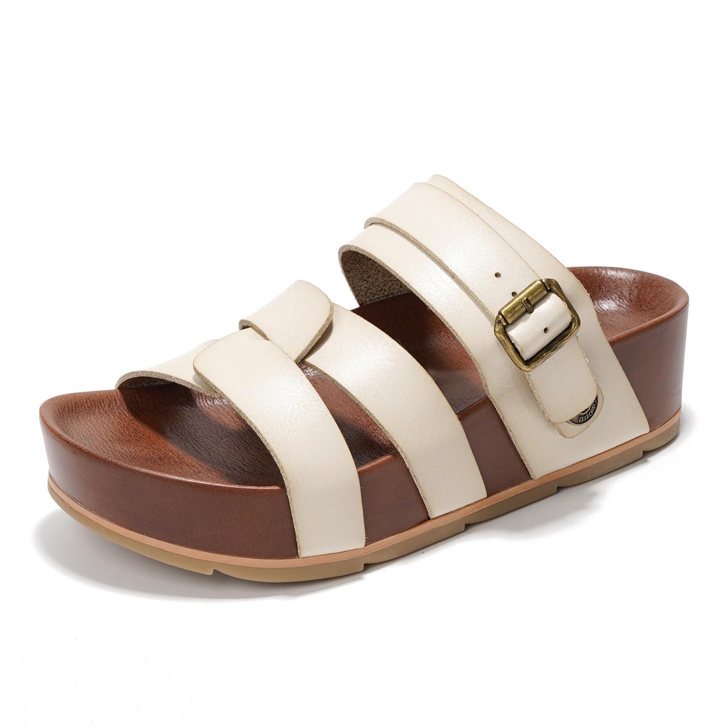 Ladies' Multi-Strap Buckle Wedge Slide Sandals
