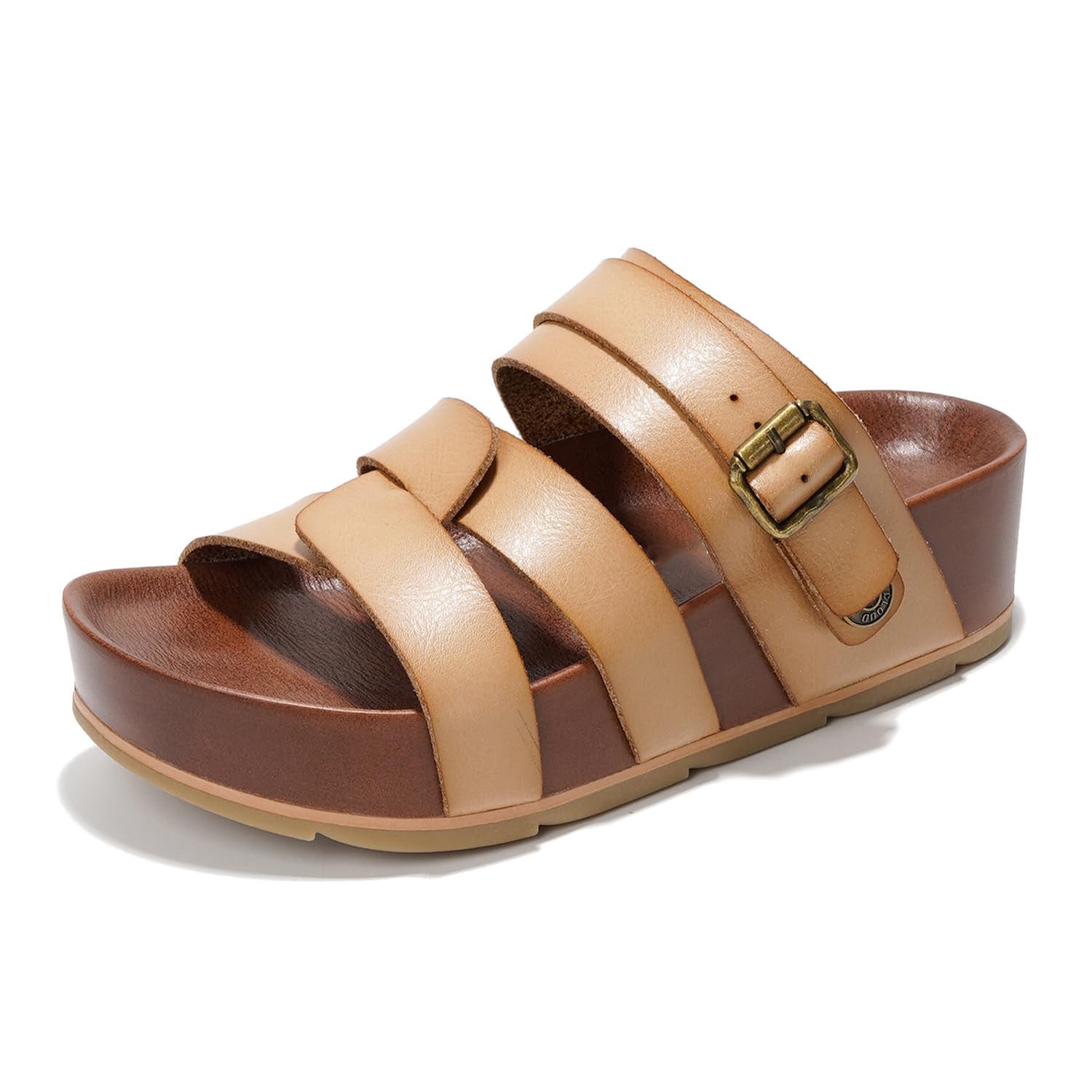 Ladies' Multi-Strap Buckle Wedge Slide Sandals