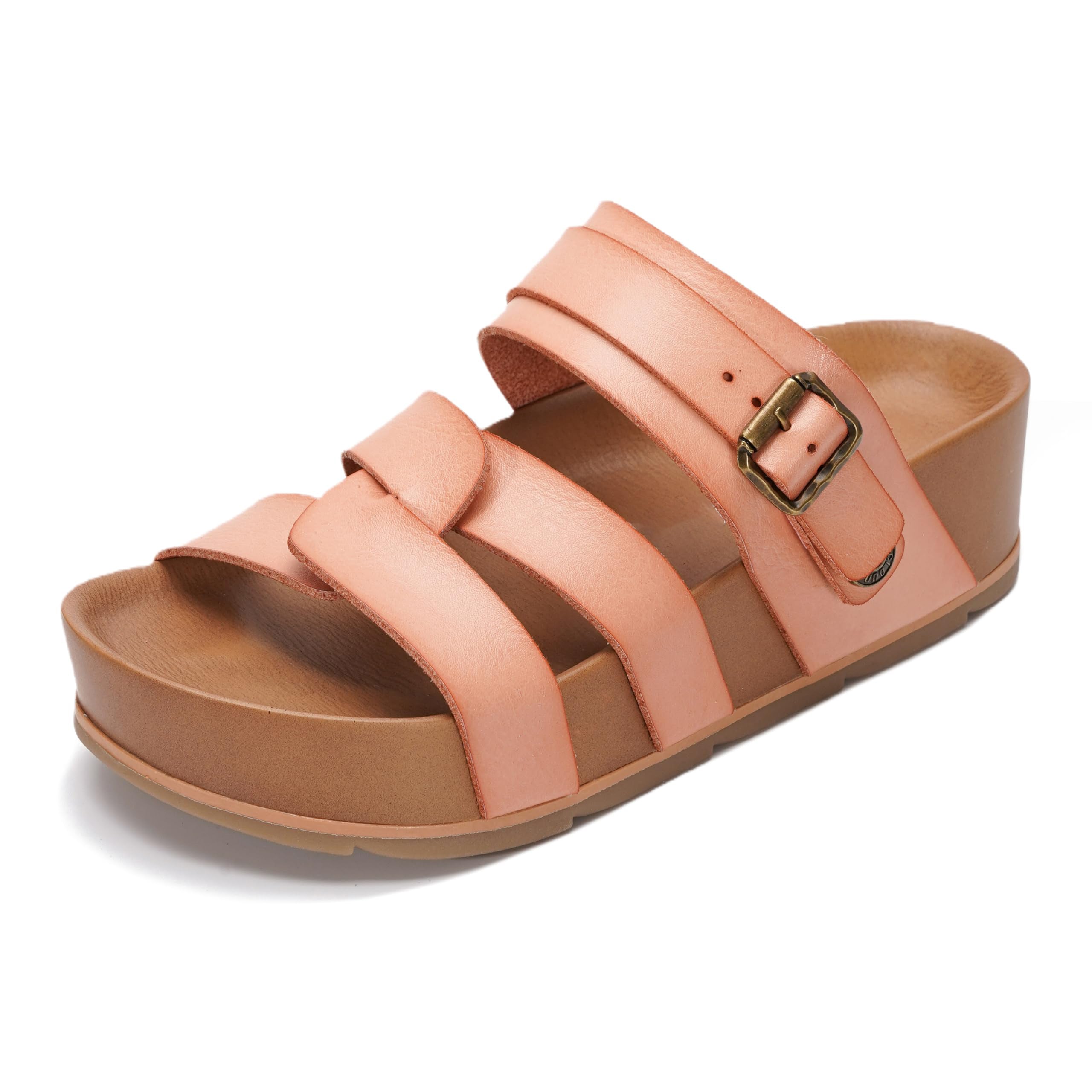 Ladies' Multi-Strap Buckle Wedge Slide Sandals