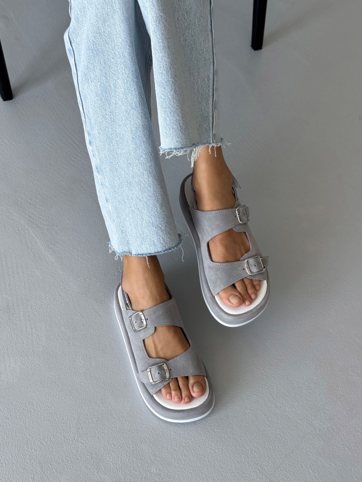 Ladies’ Suede Buckle Platform Sandals