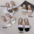 Ladies' Floral Appliqué Clear Strap Slide Sandals