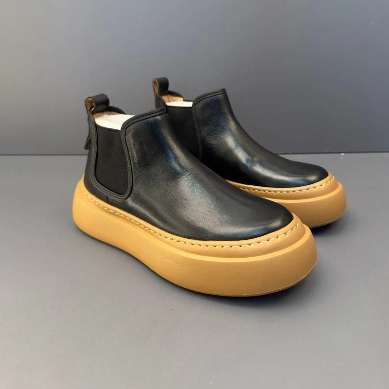 Platform Chelsea Boots With Contrast Stitching
