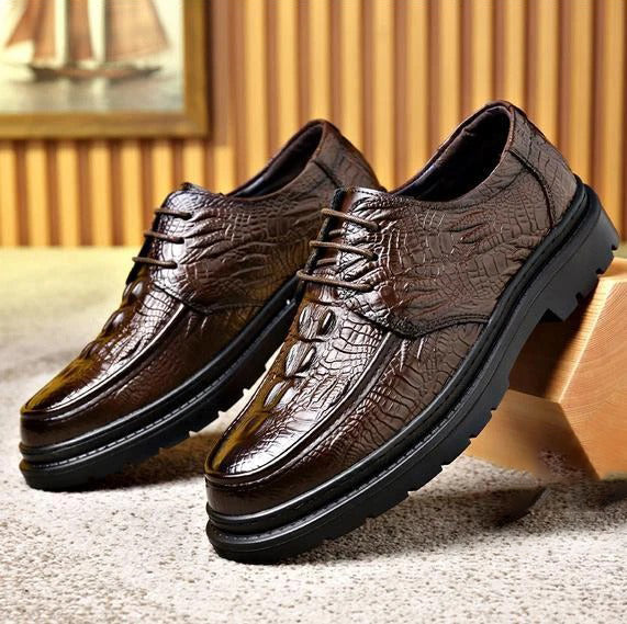 Embossed Crocodile Derby Shoes