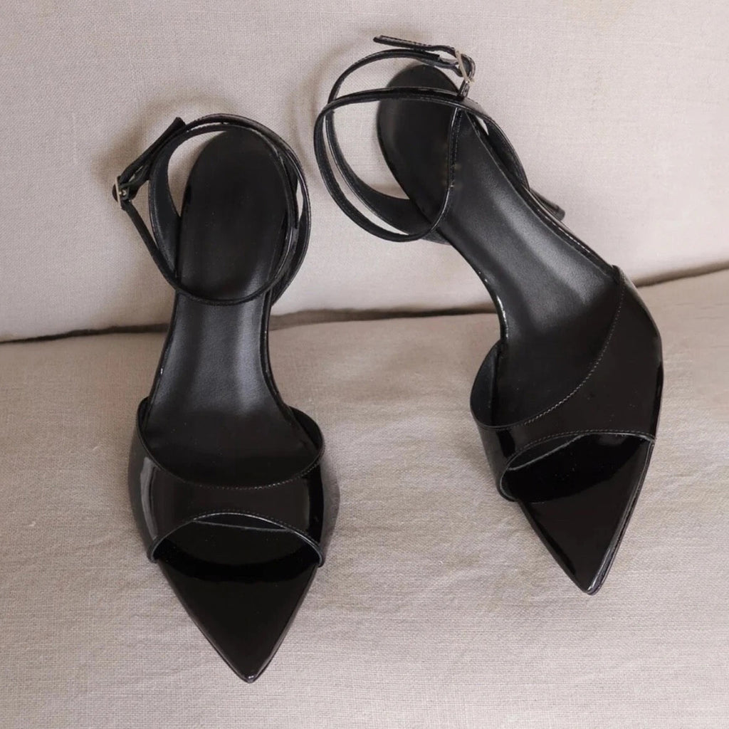 Ladies' Patent Leather Peep-Toe Ankle Strap Stiletto Heels