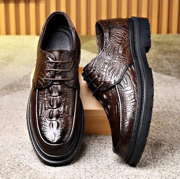 Embossed Crocodile Derby Shoes