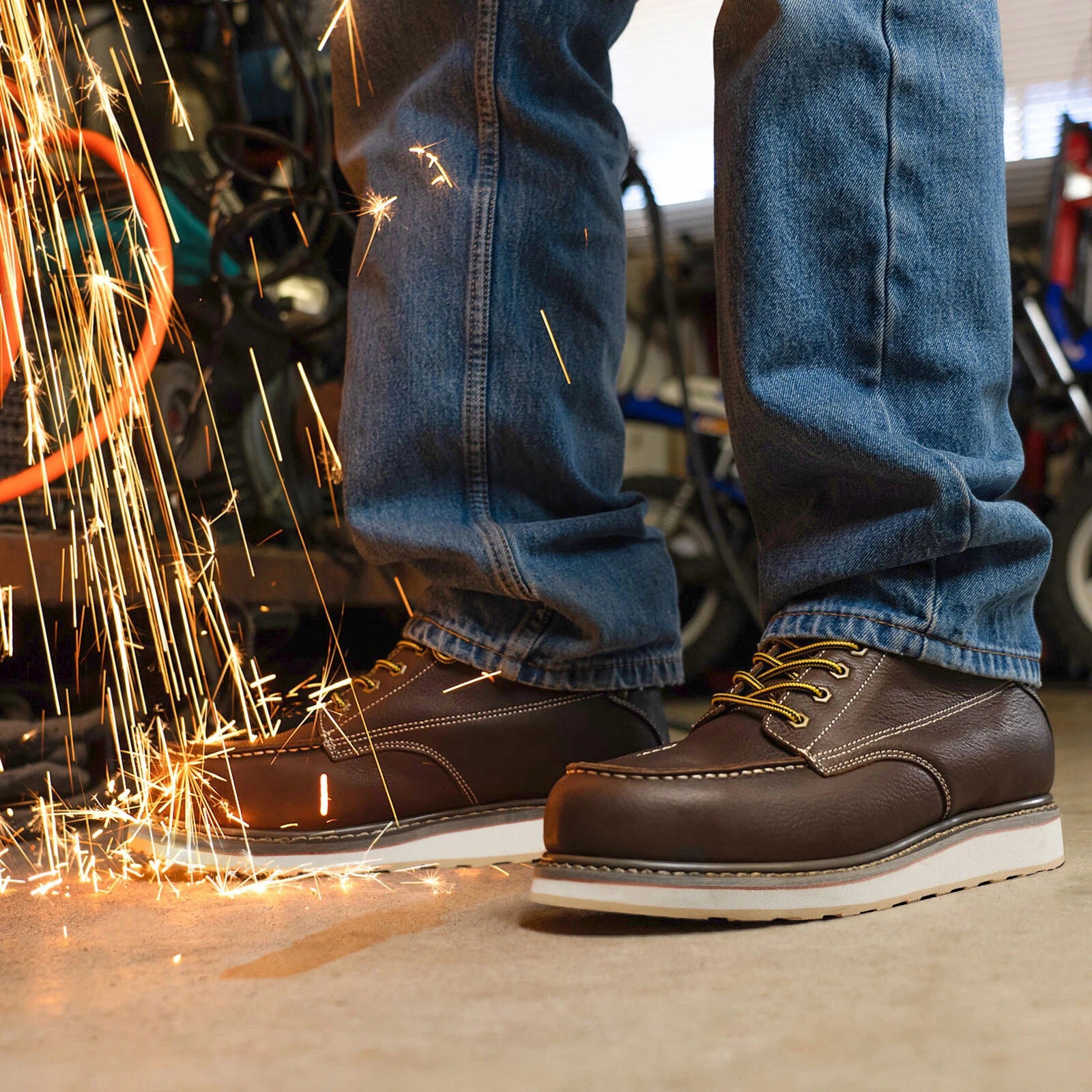 Men's Moc-Toe Leather Work Boots