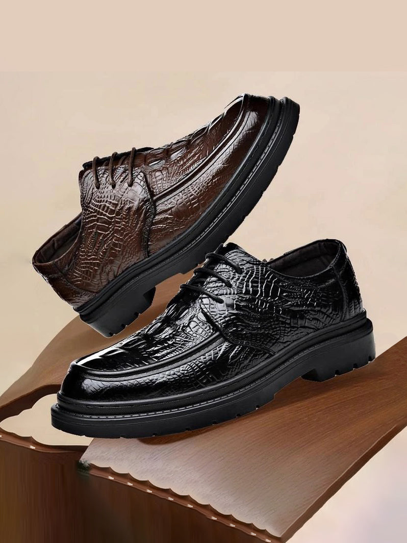 Embossed Crocodile Derby Shoes