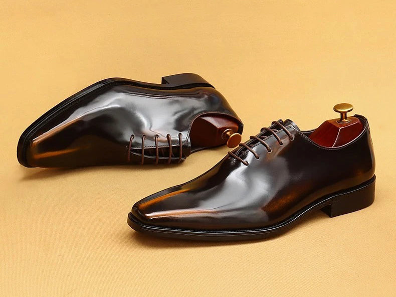 Patina Finish Formal Lace-Up Dress Shoes