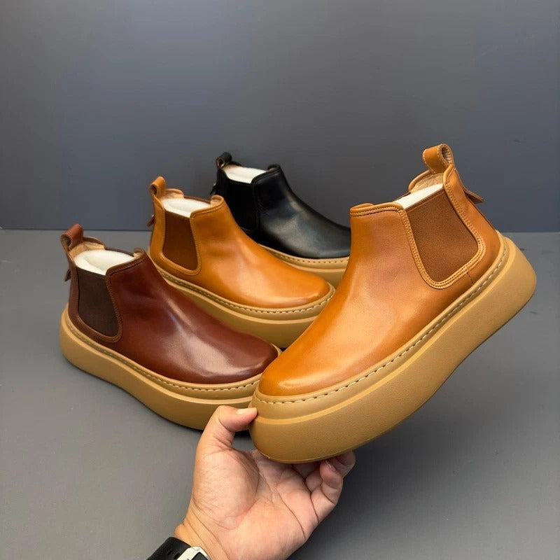Platform Chelsea Boots With Contrast Stitching