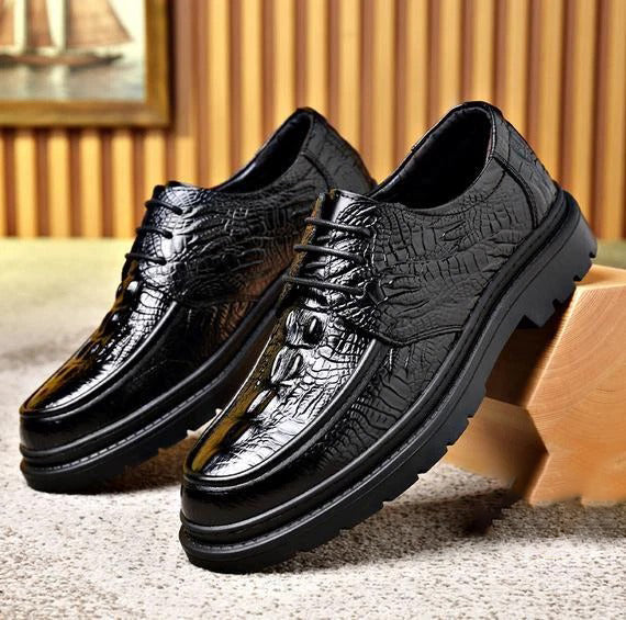 Embossed Crocodile Derby Shoes