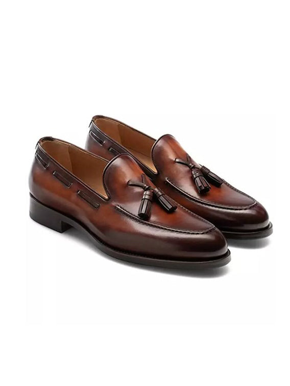 Hand-Burnished Tassel Loafers