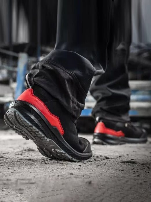 Black & Red Mid-Top Safety Work Boots