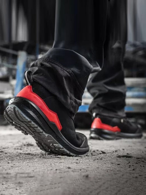 Black & Red Mid-Top Safety Work Boots