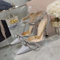 Ladies' Rhinestone Bow Ankle-Wrap Stiletto Sandals