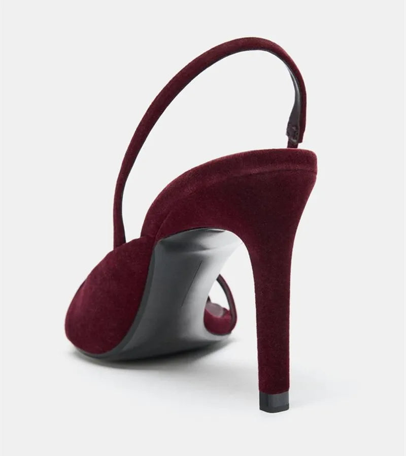 Ladies' Velvet Slingback Stiletto Heel Sandals