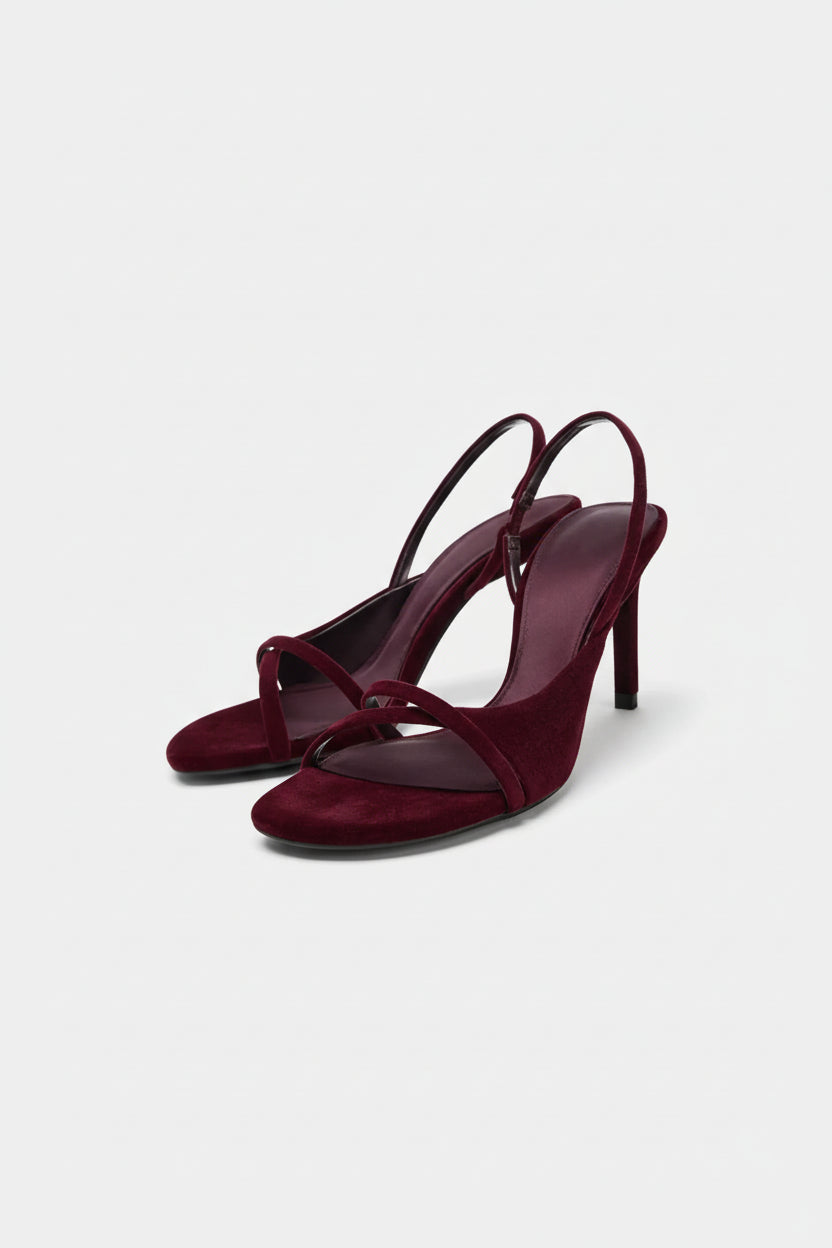 Ladies' Velvet Slingback Stiletto Heel Sandals
