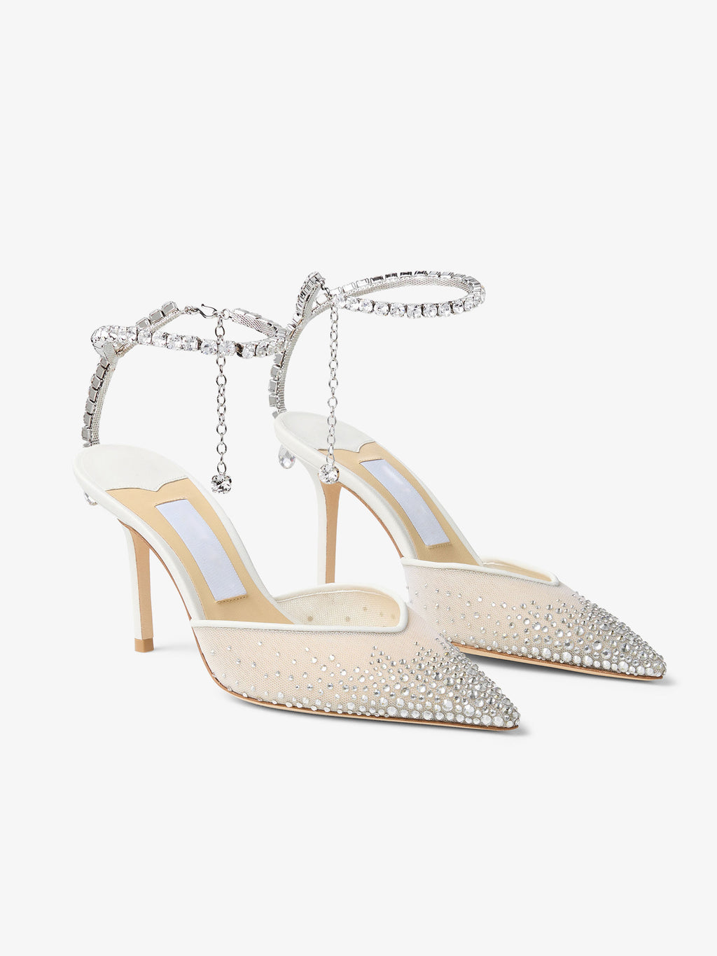 Ladies' Crystal-Chain Mesh Slingback Pumps