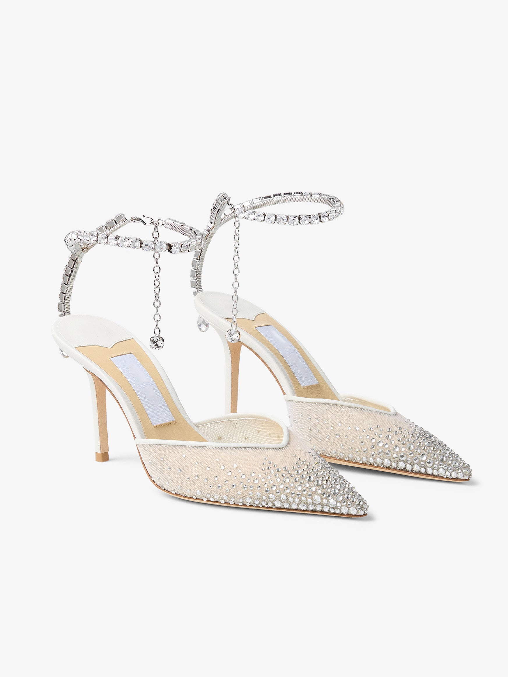 Ladies' Crystal-Chain Mesh Slingback Pumps