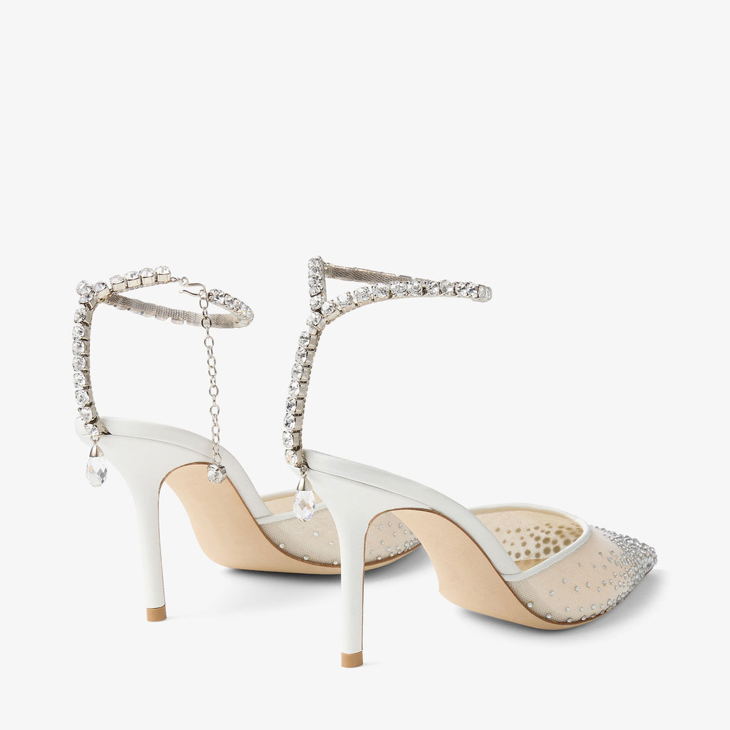Ladies' Crystal-Chain Mesh Slingback Pumps