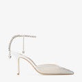 Ladies' Crystal-Chain Mesh Slingback Pumps