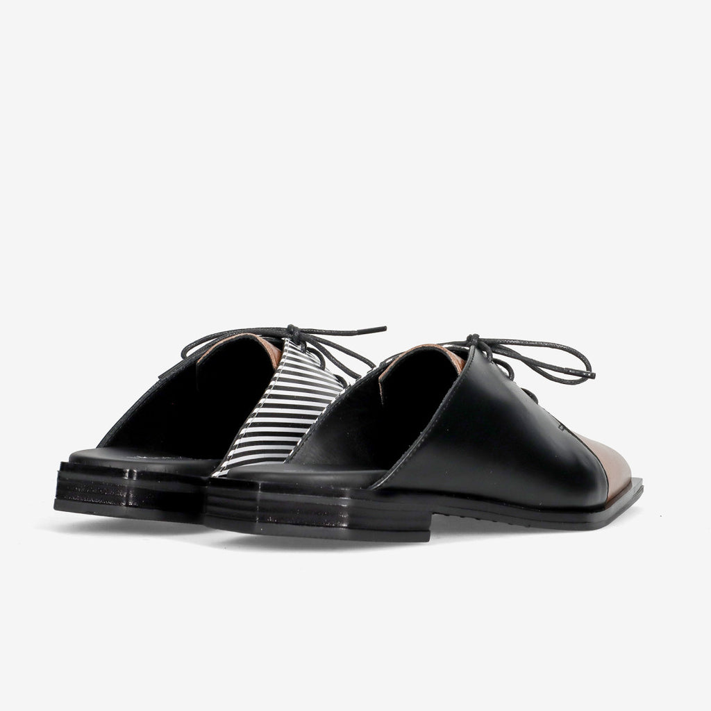Ladies' Color-Block Pointed-Toe Lace-Up Mules